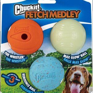 Chuckit! Fetch Ball Medley Triple Pack Dog Toy, Medium